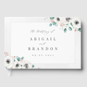 ユーカリ緑のアネモンフローラ素朴結婚性 ゲストブック (正面)