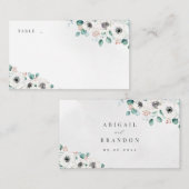 ユーカリ緑のアネモンフローラ素朴結婚性 プレイスカード (正面/裏面)