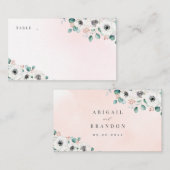 ユーカリ緑のアネモンフローラ素朴結婚性 プレイスカード (正面/裏面)