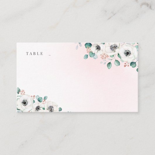 ユーカリ緑のアネモンフローラ素朴結婚性 プレイスカード (正面)