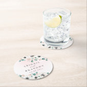 ユーカリ緑のアネモンフローラ素朴結婚性 ラウンドペーパーコースター (インサイチュ)