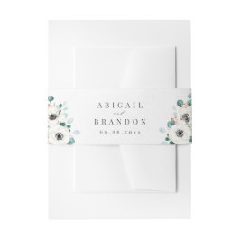 ユーカリ緑のアネモンフローラ素朴結婚性 招待状ベリーバンド