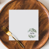 ユーカリ緑のイニシャル結婚ズまたは婚約 スタンダードカクテルナプキン