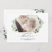 ユーカリ緑のエレガントなウェディングフォト 案内状 (正面/裏面)