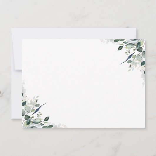 ユーカリ緑のエレガントなウェディングフォト 案内状 (裏面)