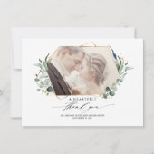 ユーカリ緑のエレガントなウェディングフォト 案内状 (正面)