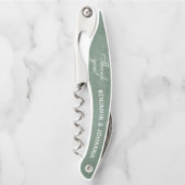 ユーカリ緑のカスタムウェディングありがとう好意 ソムリエナイフ (正面)