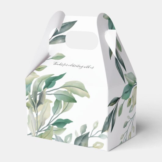 ユーカリ緑のクマのカップル赤ちゃんシャワー フェイバーボックス (裏面サイド)