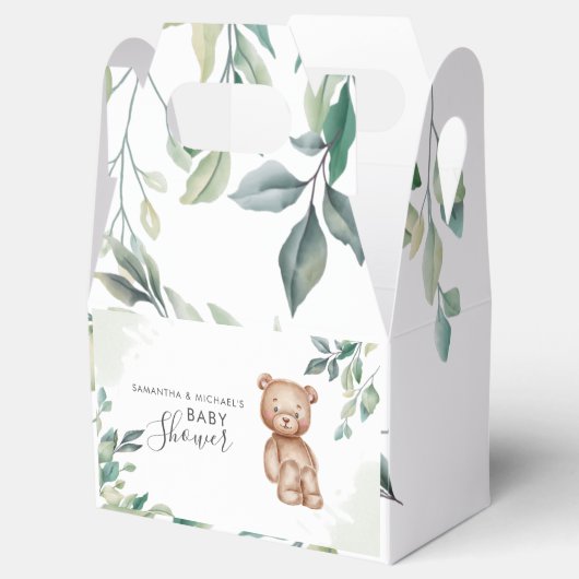 ユーカリ緑のクマのカップル赤ちゃんシャワー フェイバーボックス (オープン)