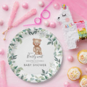 ユーカリ緑のクマのカップル赤ちゃんシャワー ペーパープレート (パーティー)