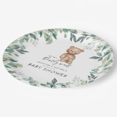 ユーカリ緑のクマのカップル赤ちゃんシャワー ペーパープレート (アングル)