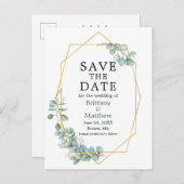 ユーカリ緑のジオフレーム日付を保存 ポストカード (正面/裏面)