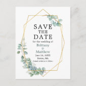 ユーカリ緑のジオフレーム日付を保存 ポストカード (正面)