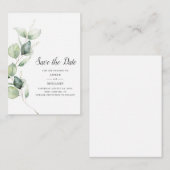 ユーカリ緑のスクリプト結婚式の日付を保存 ノートカード (正面/裏面)