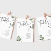 ユーカリ緑のセージ緑のテーブル番号名 招待状