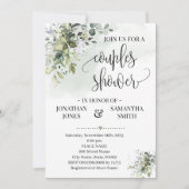 ユーカリ緑のダストウォーター色のカップルのシャワー 招待状 (正面)