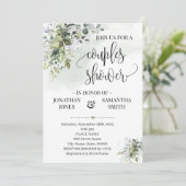 ユーカリ緑のダストウォーター色のカップルのシャワー 招待状 (スタンド正面)