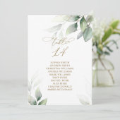 ユーカリ緑のテーブル番号14シーティングチャート 招待状 (スタンド正面)