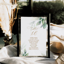 ユーカリ緑のテーブル番号16シーティングチャート 招待状