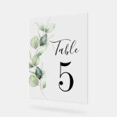 ユーカリ緑のテーブル番号5結婚の座席 アクリルサイン (傾斜)