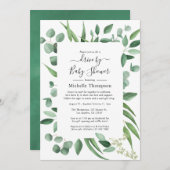 ユーカリ緑のドライブブライダルまたはベビーシャワー 招待状 (正面/裏面)