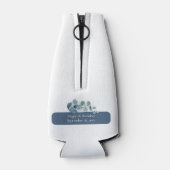 ユーカリ緑のパーソナライズされた結婚式 ボトルクーラー (裏面)