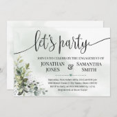 ユーカリ緑のパーティーはパーティー婚約 招待状 (正面/裏面)