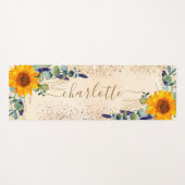 ユーカリ緑のヒマワリグリッター ヨガマット (正面(横))