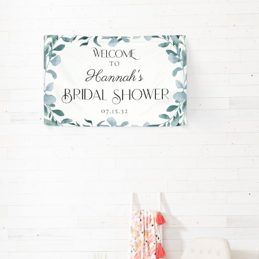 ユーカリ緑のフレームグリーンシャワーウェルカム 横断幕 (インサイチュ)