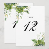 ユーカリ緑のフローラテーブル番号 サンキューカード (正面/裏面)