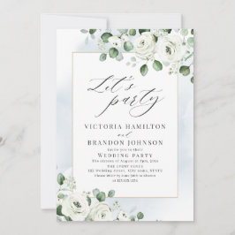 ユーカリ緑のフローラ素朴な結婚式 招待状
