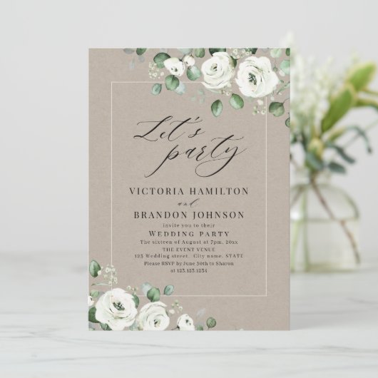 ユーカリ緑のフローラ素朴な結婚式 招待状 (スタンド正面)