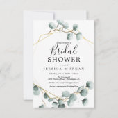 ユーカリ緑のブライダルシャワー招待カード 招待状 (正面)