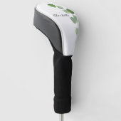 ユーカリ緑のホワイトネームスクリプト ゴルフヘッドカバー (アングル)