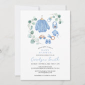 ユーカリ緑のボホ服ボーイ赤ちゃんシャワー 招待状 (正面)