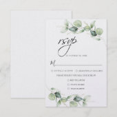 ユーカリ緑のミニマルな植物学結婚の 出欠カード (正面/裏面)