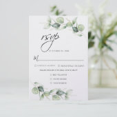 ユーカリ緑のミニマルな植物学結婚の 出欠カード (スタンド正面)