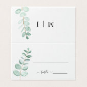 ユーカリ緑のミニマル結婚リストのテーブルカード (外部フラット)