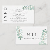 ユーカリ緑のミニマル結婚リストの情報 エンクロージャーカード (正面/裏面)