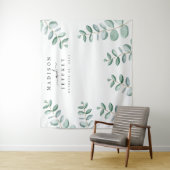 ユーカリ緑のミニマル結婚リストの背景 タペストリー (インサイチュ)