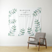 ユーカリ緑のミニマル結婚リストの背景 タペストリー (インサイチュ(横))