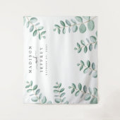 ユーカリ緑のミニマル結婚リストの背景 タペストリー (正面)