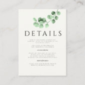 ユーカリ緑のミニマル結婚リストの詳細 エンクロージャーカード (正面)