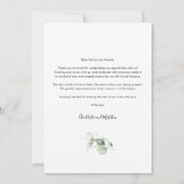 ユーカリ緑のミニマル結婚リスト サンキューカード (裏面)