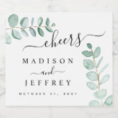 ユーカリ緑のミニマル結婚リスト スパークリングワインラベル (シングルラベル)