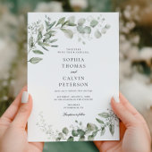 ユーカリ緑のミニマル結婚リスト 招待状