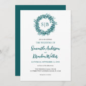 ユーカリ緑のミニマル結婚リスト 招待状 (正面/裏面)