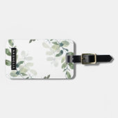 ユーカリ緑のモノグラパーソナライズされたム名 ラゲッジタグ (正面横)