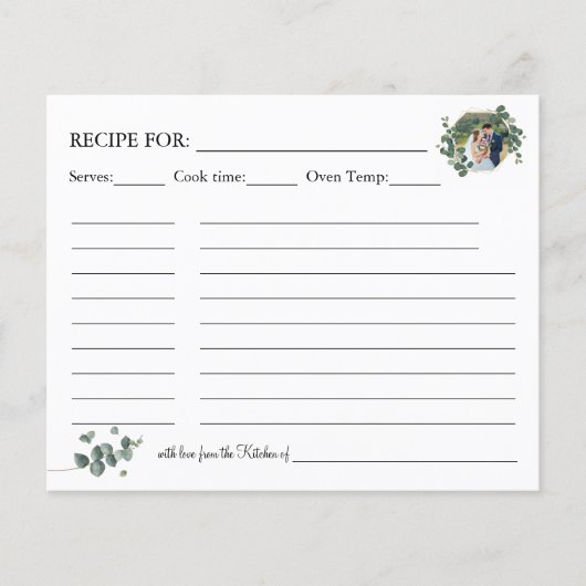 ユーカリ緑のレシピカード チラシ (正面)