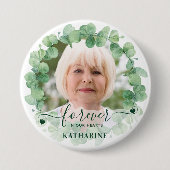 ユーカリ緑の写真葬儀記念碑 缶バッジ (正面)